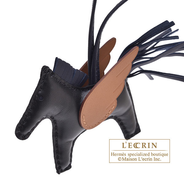 エルメス ロデオチャームペガサスPM ブラック/ブルーニュイ/ゴールド