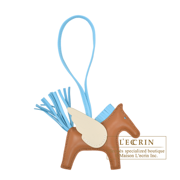 エルメス ロデオチャームペガサスPM ゴールド/セレスト/クレ