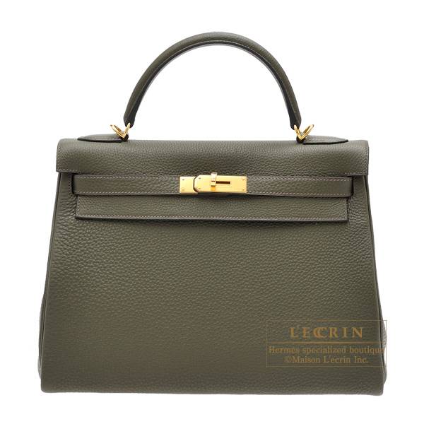 エルメス ケリー32/内縫い オリーブグリーン トリヨンクレマンス