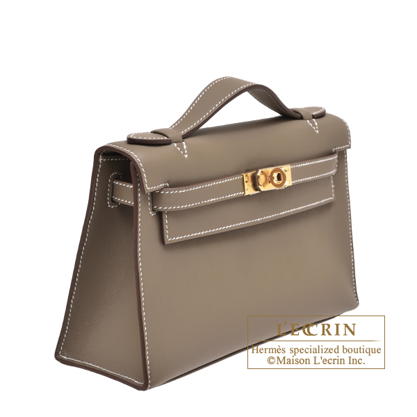 エルメス ポシェットケリー エトゥープ スイフト ゴールド金具