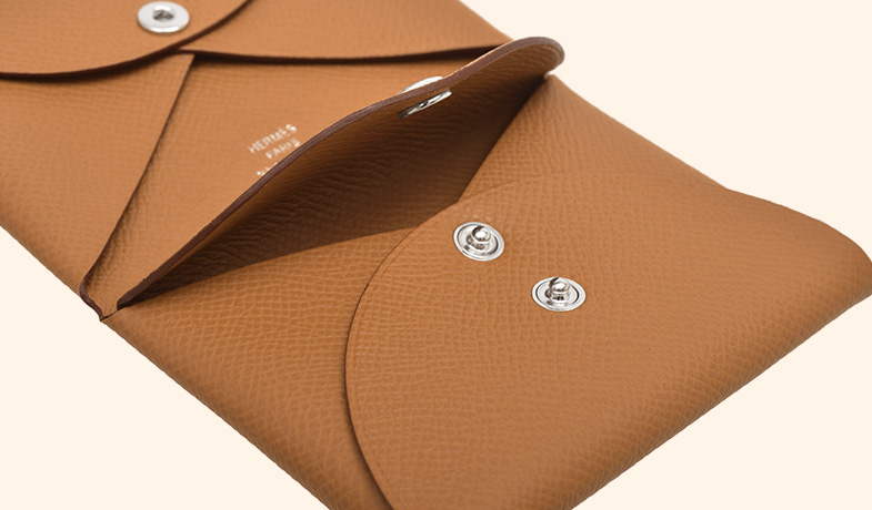 エルメス カルヴィ デュオ ローズアザレ ヴォーエプソン シルバー金具