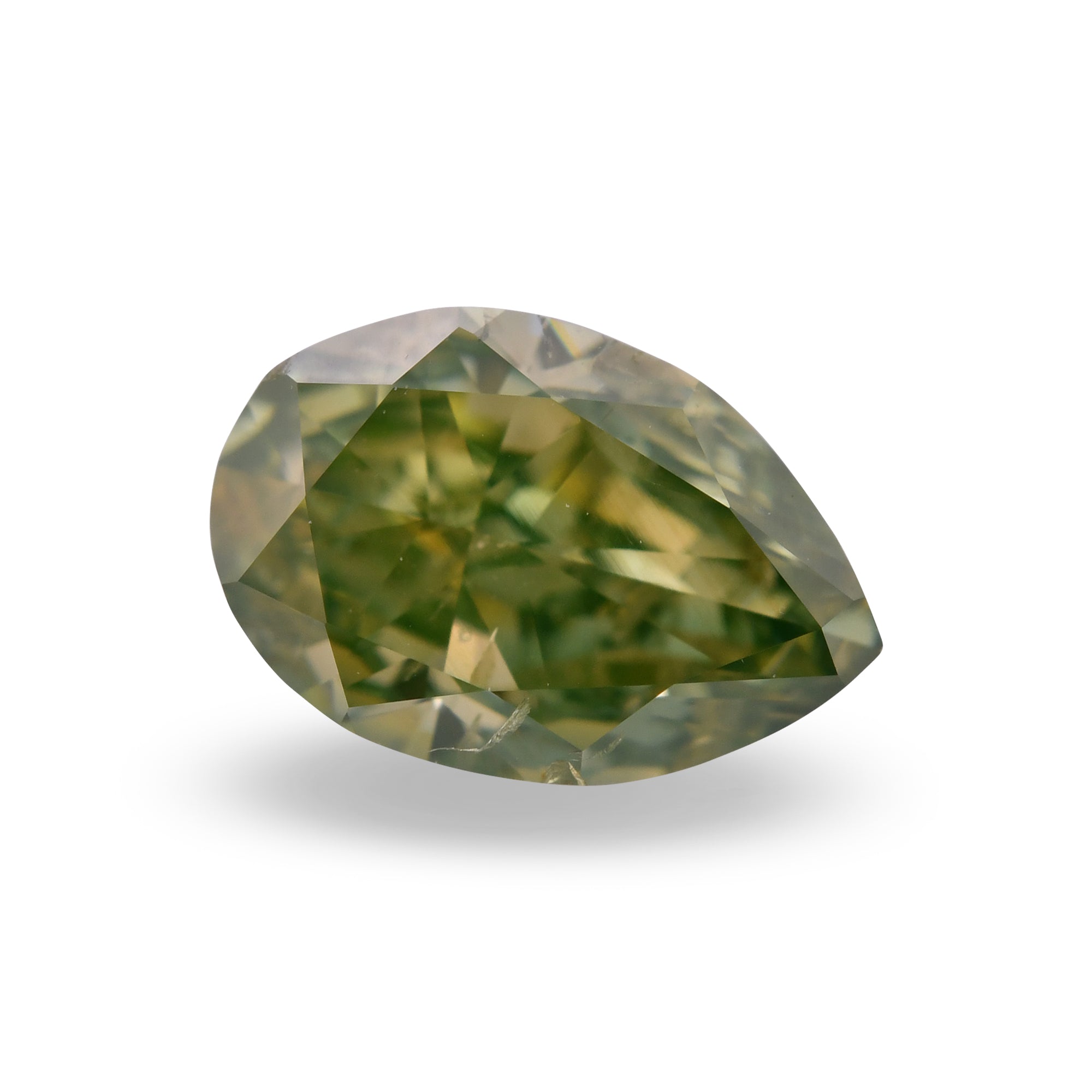 1.00 Carat Fancy Intense Yellowish Green Pear Diamond (SI2) GIA