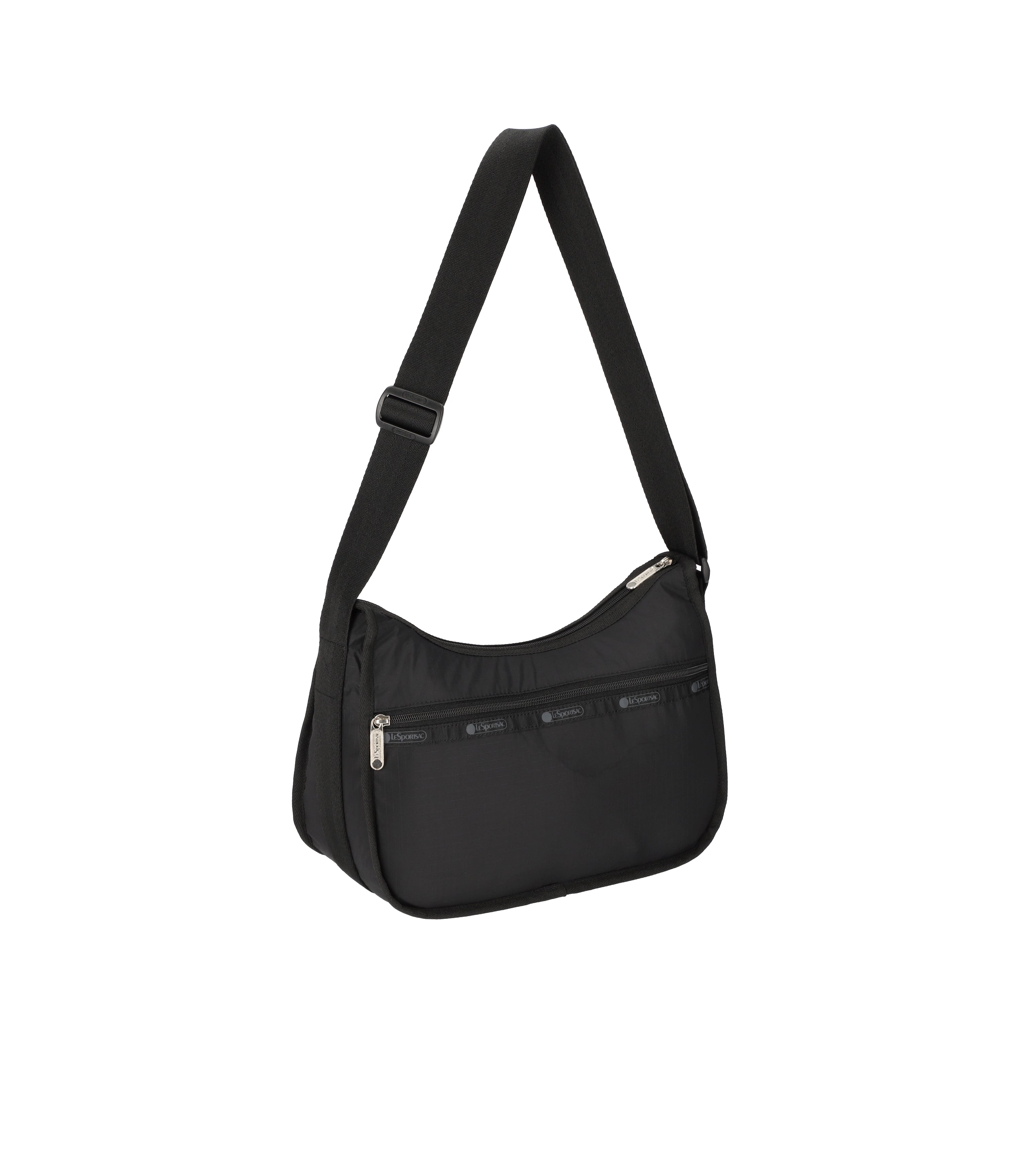 Solid Black Classic Hobo Bag | Nylon Hobo Shoulder & Crossbody Bag