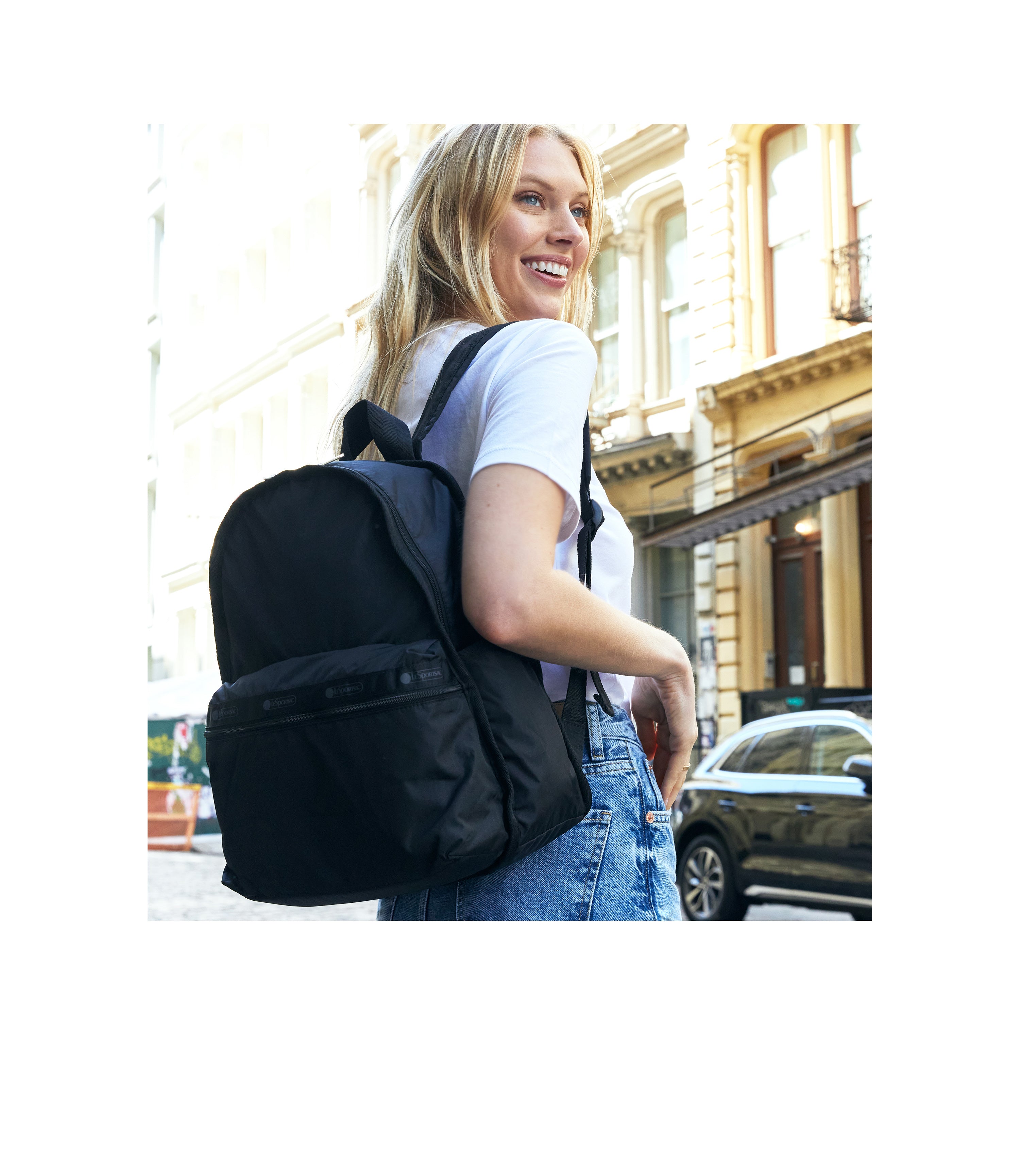 Solid Black Route Backpack | LeSportsac