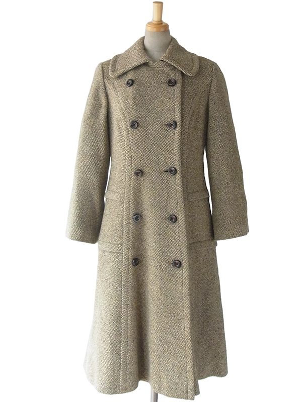 送料無料】60年代イギリス製 ライトベージュ X グリーン きれいな