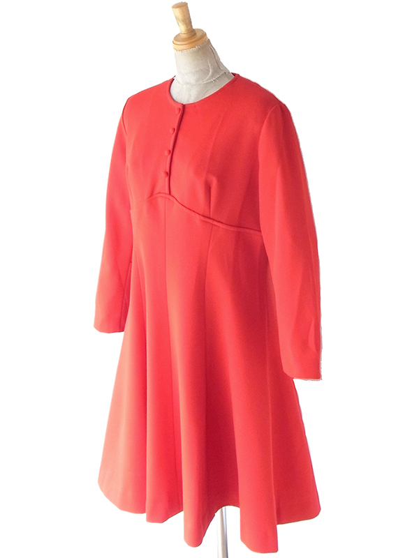 送料無料】70年代フランス製 レッドオレンジ ヴィンテージ フレア