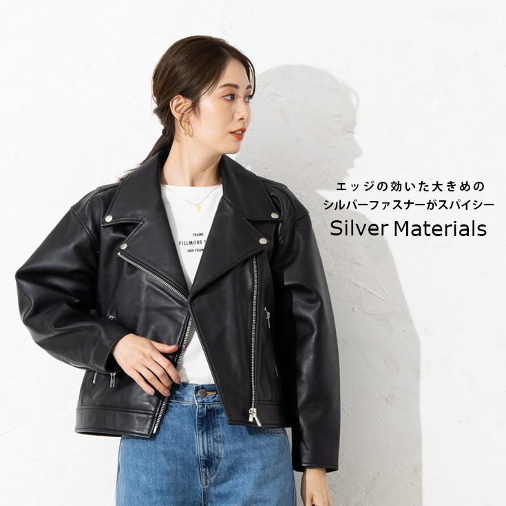 LIUGOO 本革 オーバーサイズダブルライダース レディース リューグー