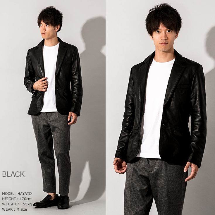 LIUGOO ZERO WASTE 本革 1ボタン テーラードジャケット メンズ