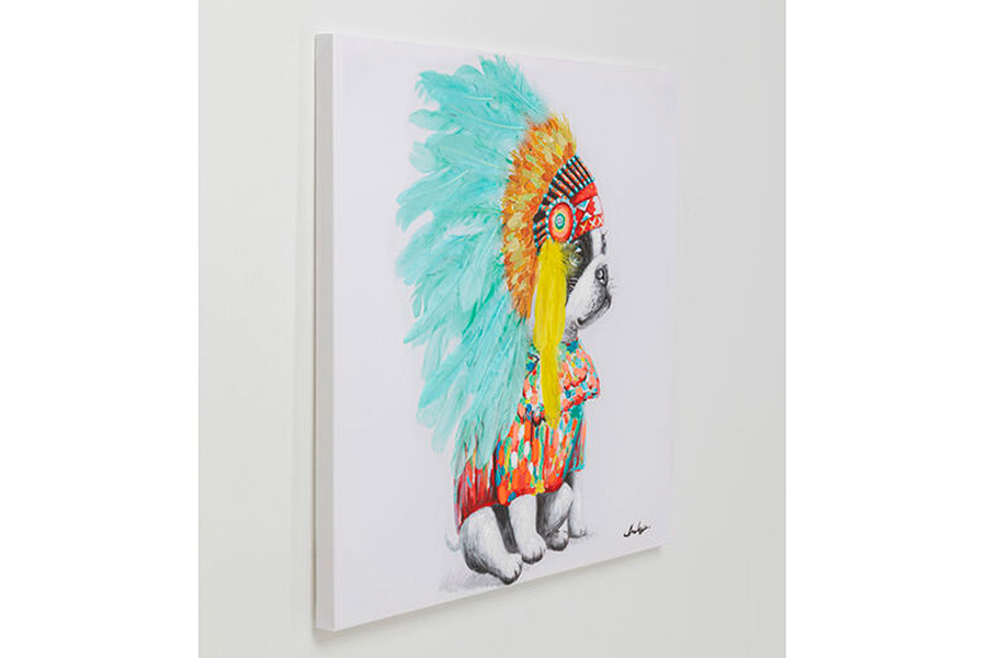 ヘッドドレスドッグ80×80cm キャンバスピクチャー - アート