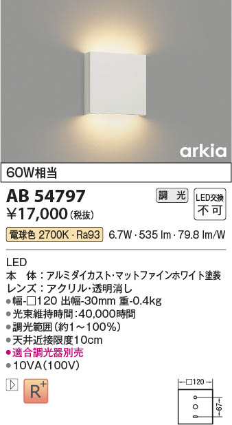 Koizumi コイズミ照明 LEDブラケット AB54797 | 商品紹介 | 照明器具の