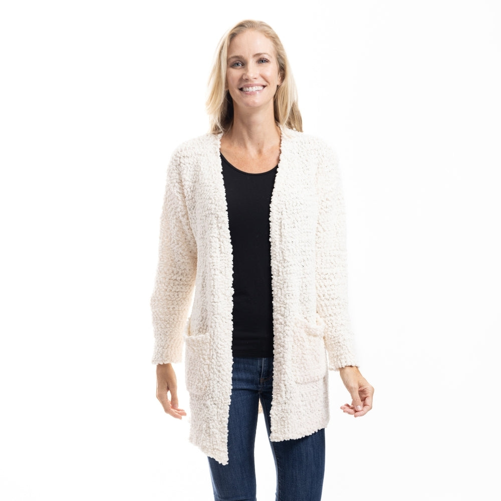 CozyLux Chenille Open Front Cardigan – Linda Anderson