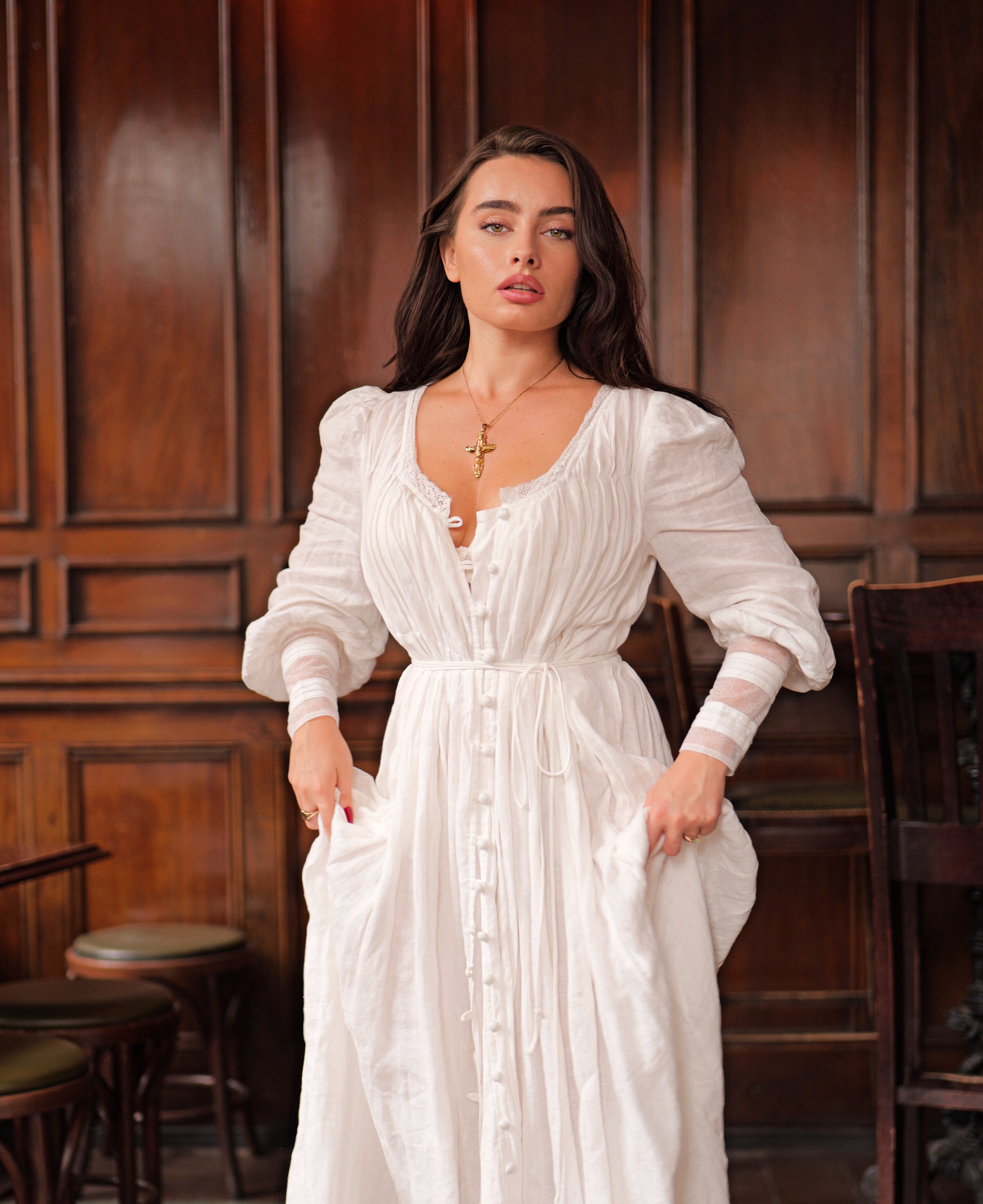 Josefina 19 | Dreamy Pleated Linen Dress Gown – Linennaive