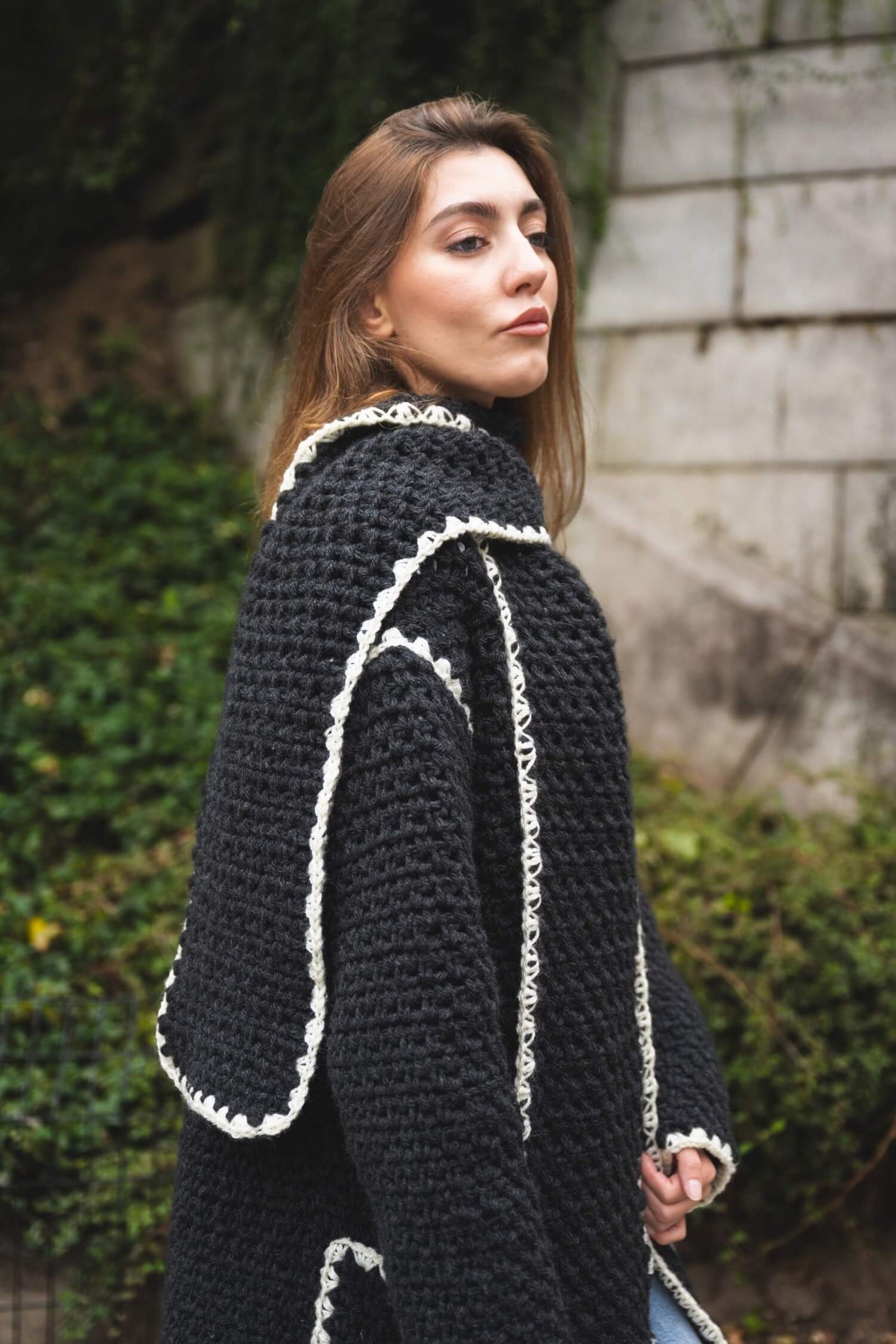 Scarf Collar Cardi (Crochet) – Lion Brand Yarn