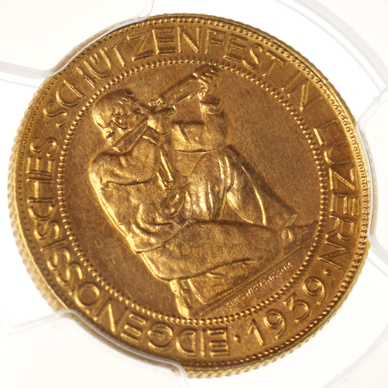 スイス-ルツェルン 1939年 射撃祭シリーズ 100フラ金貨 発行6000枚