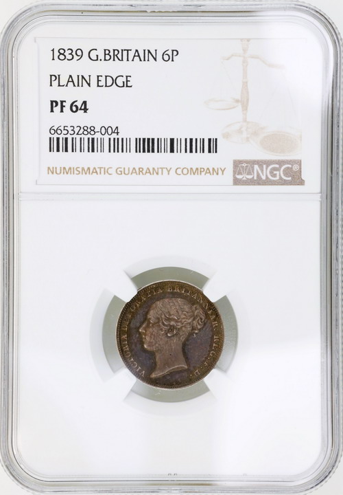 イギリス1839年銘 プルーフ6ペンス銀貨Sixpence ヴィクトリア