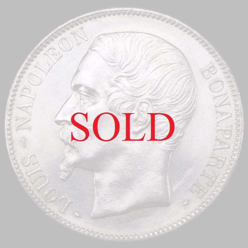 フランス 1852年銘A 5フラン 大型 銀貨 ナポレオン3世【アンティーク