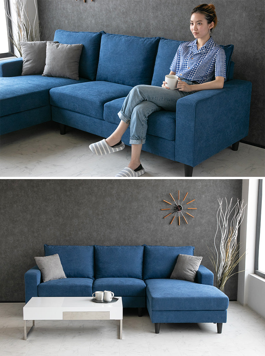 lushroom カウチソファ 3人掛け ファブリック ソファー グレー