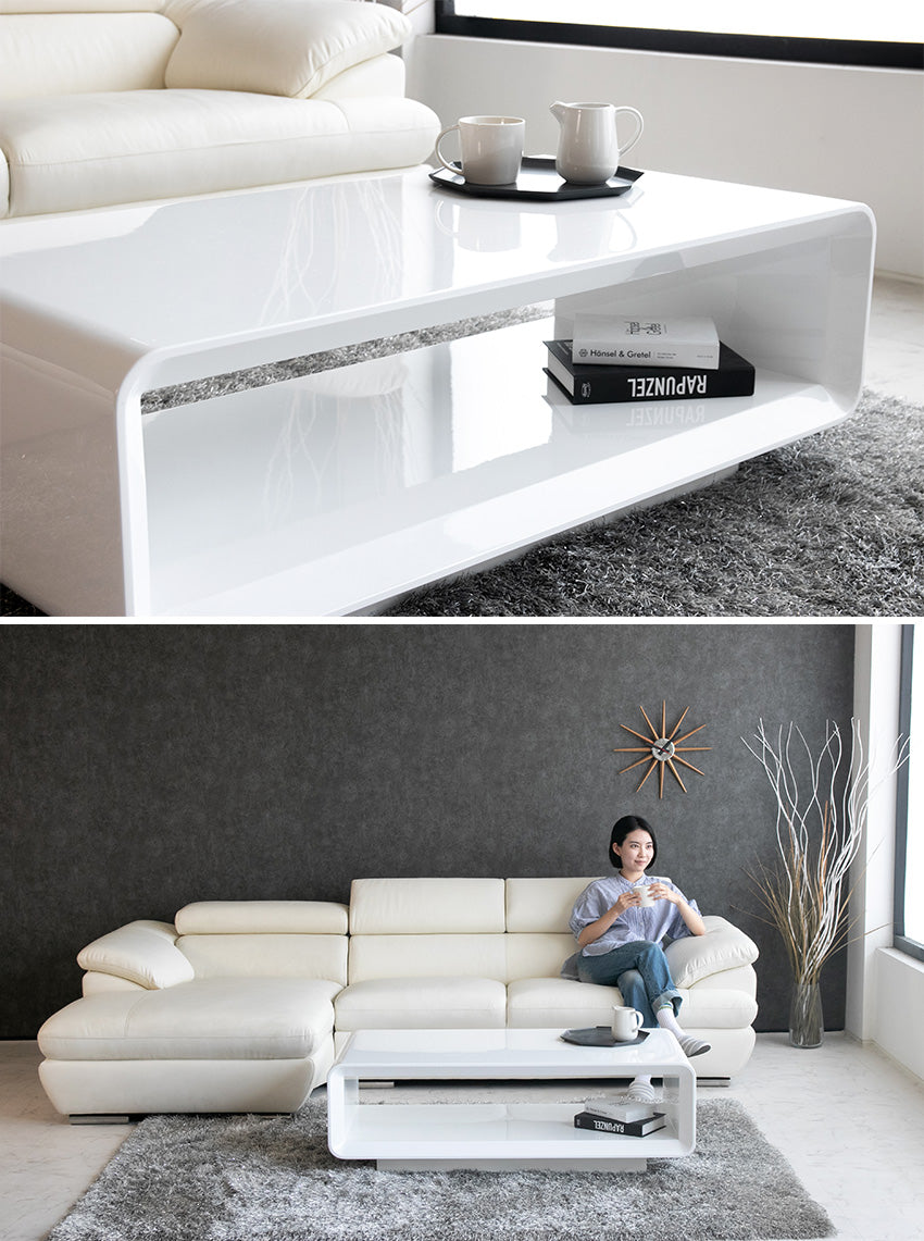 lushroom センターテーブル ホワイト ハイグロス 鏡面 ローテーブル