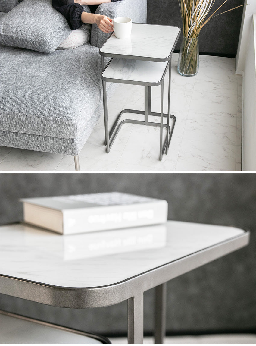 lushroom ネストテーブル セラミック 大理石柄 サイドテーブル