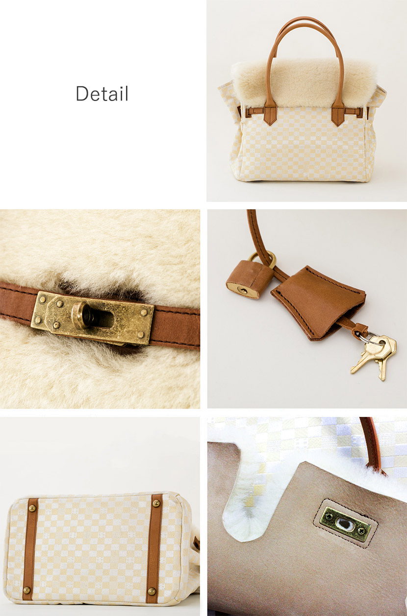 ラ・ジョア(La joie) ムートン×金襴バッグ Lサイズ 日本製