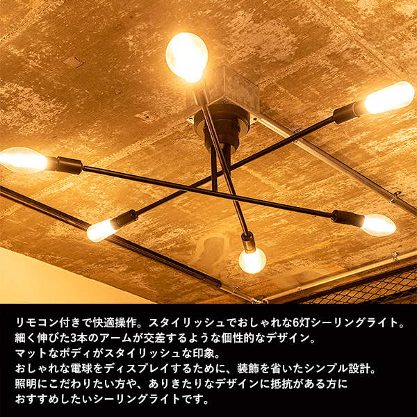 CYMRIC キムリック 6灯シーリングライト 電球別売 【玄関前渡し