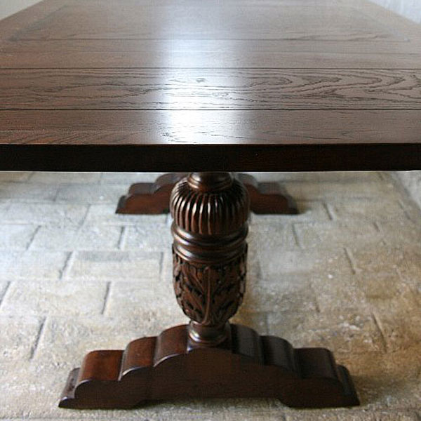 英国アンティークリプロダクト オーク ダイニング3点セット 伸長式