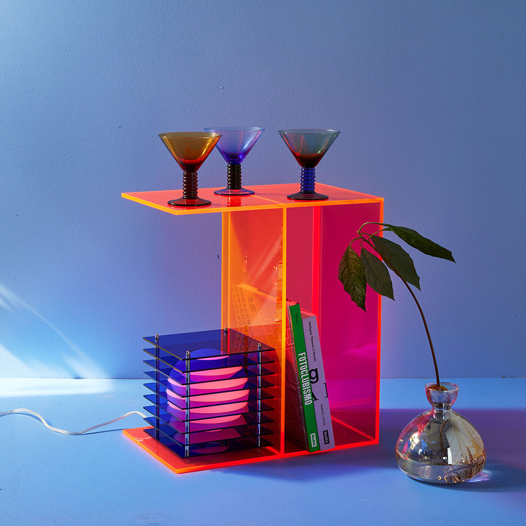 Two-Way サイドテーブル オレンジ／ピンク(オレンジ/ピンク)：ホーム