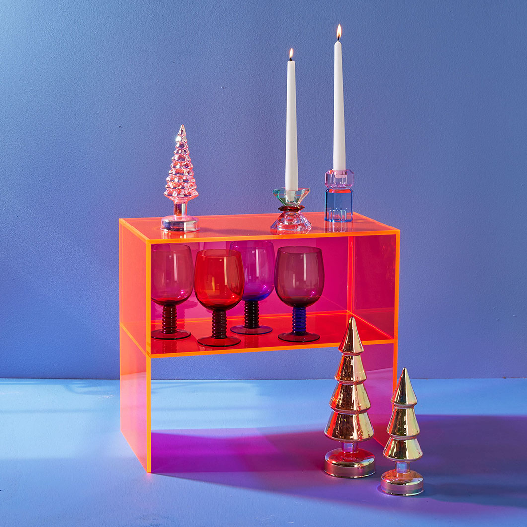 Two-Way サイドテーブル オレンジ／ピンク(オレンジ/ピンク)：ホーム