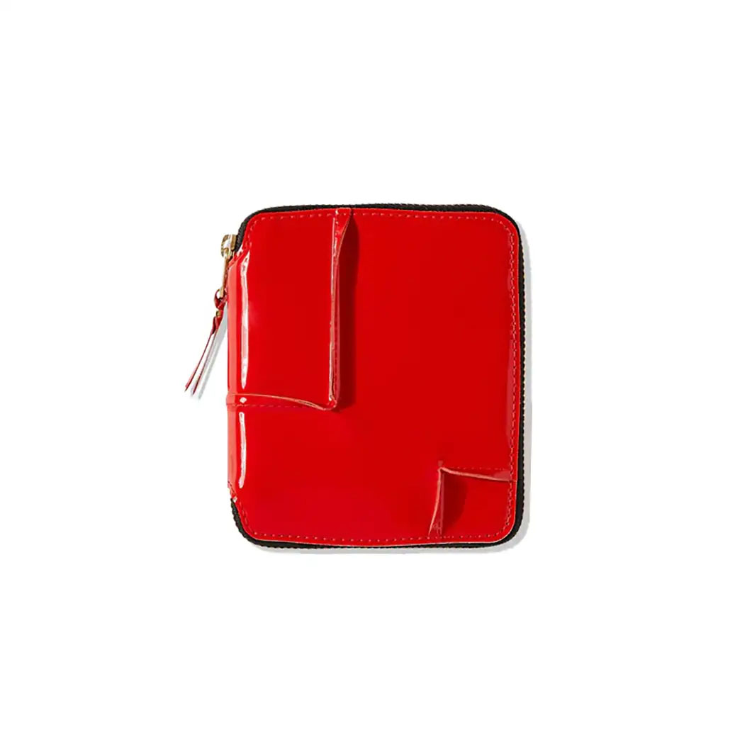 COMME des GARCONS 二つ折り ZIPウォレット Reversed Hem レッド
