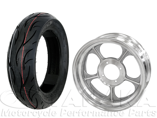 1557w-3.5Jモンキー用12インチアルミキャストホイール＆DUROタイヤ130