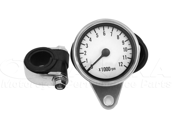 344W汎用（12V） 60mmタコメーター ホワイト ｜ モンキーパーツは