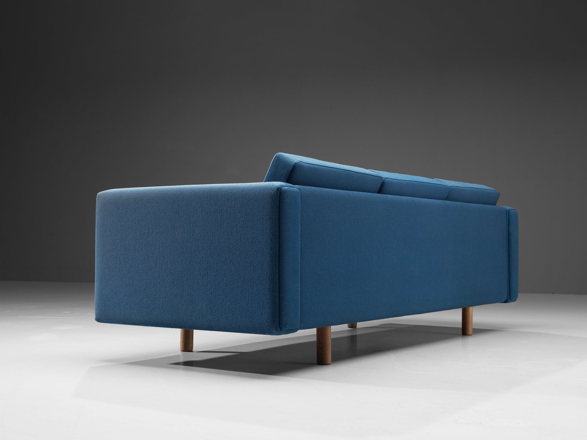Hans J. Wegner for GETAMA Sofa in Oak and Blue Upholstery
