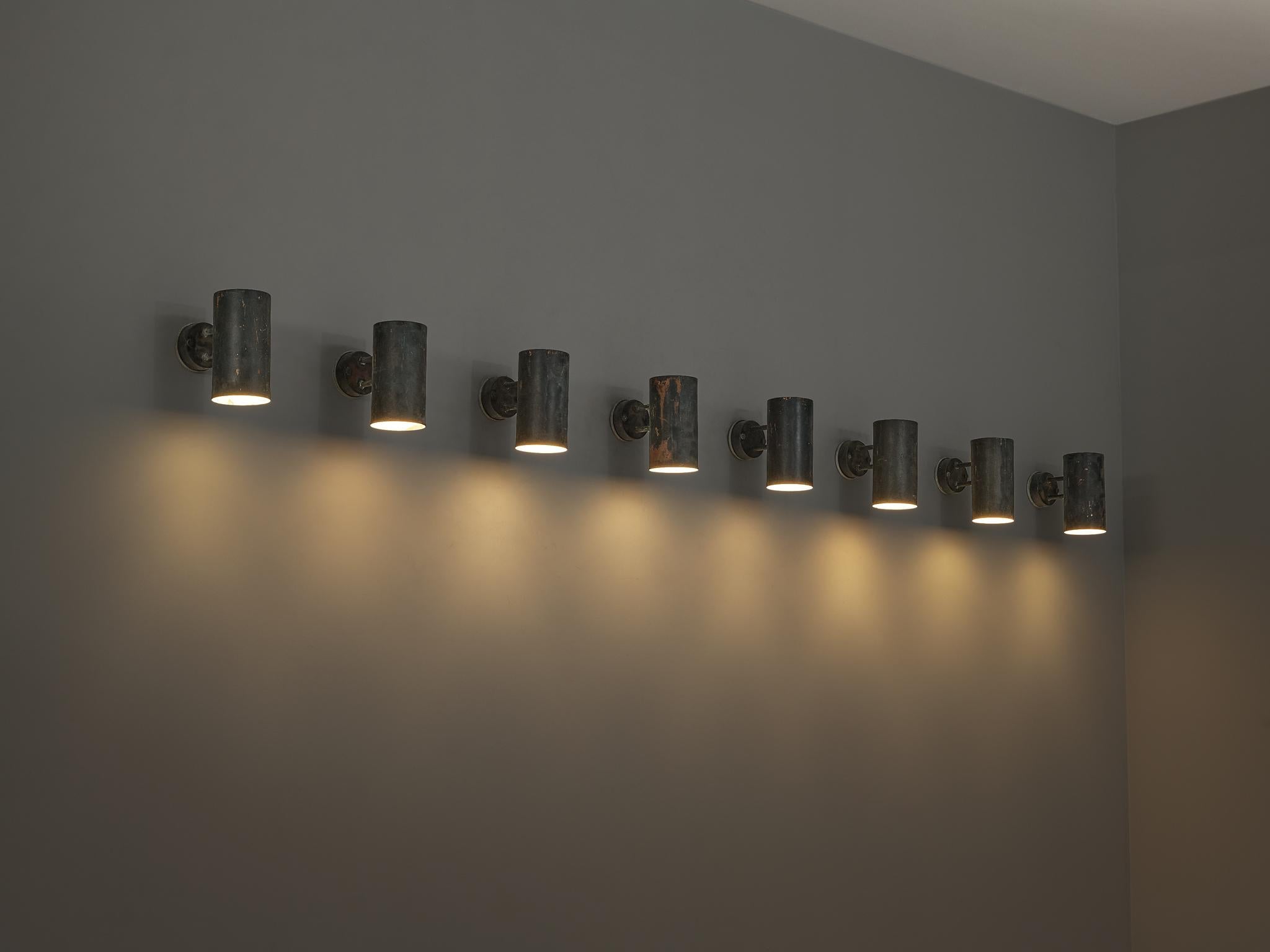 Hans-Agne Jakobsson 'Rulle' Wall Lights in Patinated Copper