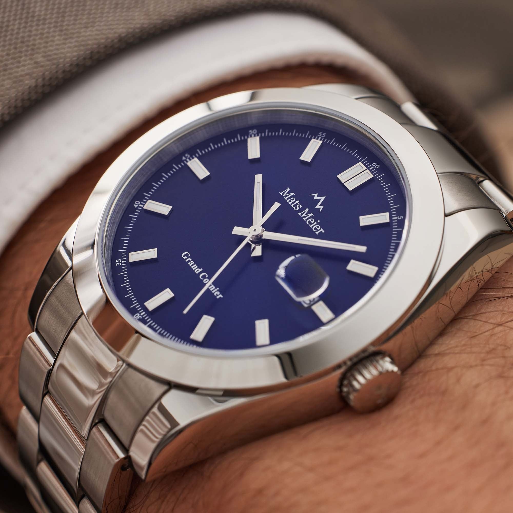 Mats Meier - mens watch silver coloured and cobalt MM00518