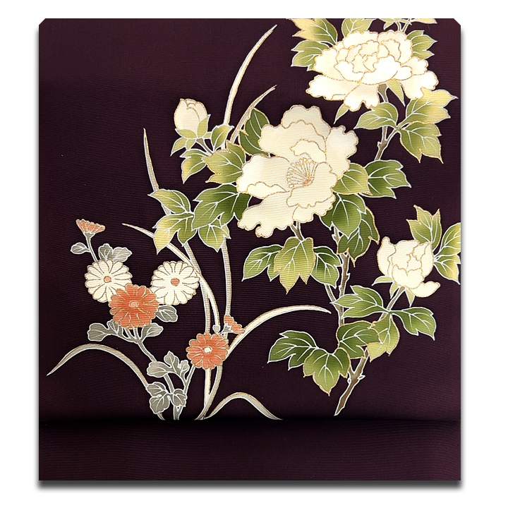 本染塩瀬 染め九寸名古屋帯【季節を彩る花模様】 [221124-nizaobi-4