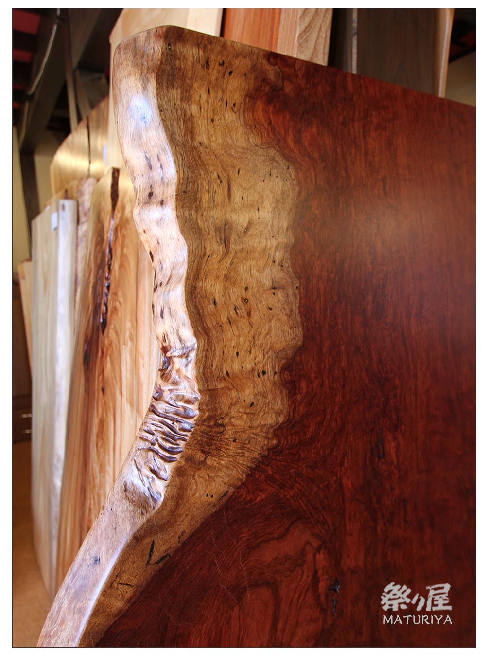神奈川県 海老名店展示 一枚板 アフリカンローズ材 テーブル用天板