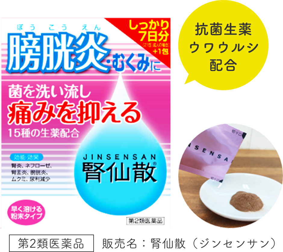 膀胱炎の市販薬、腎仙散（じんせんさん）｜和漢のチカラを科学する摩耶