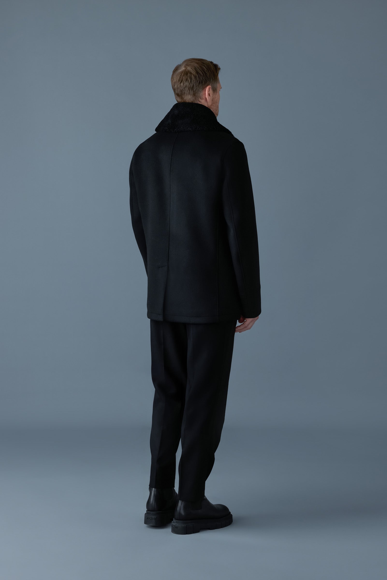 Cole, wool double-breasted jacket with shearling collar | Mackage® US