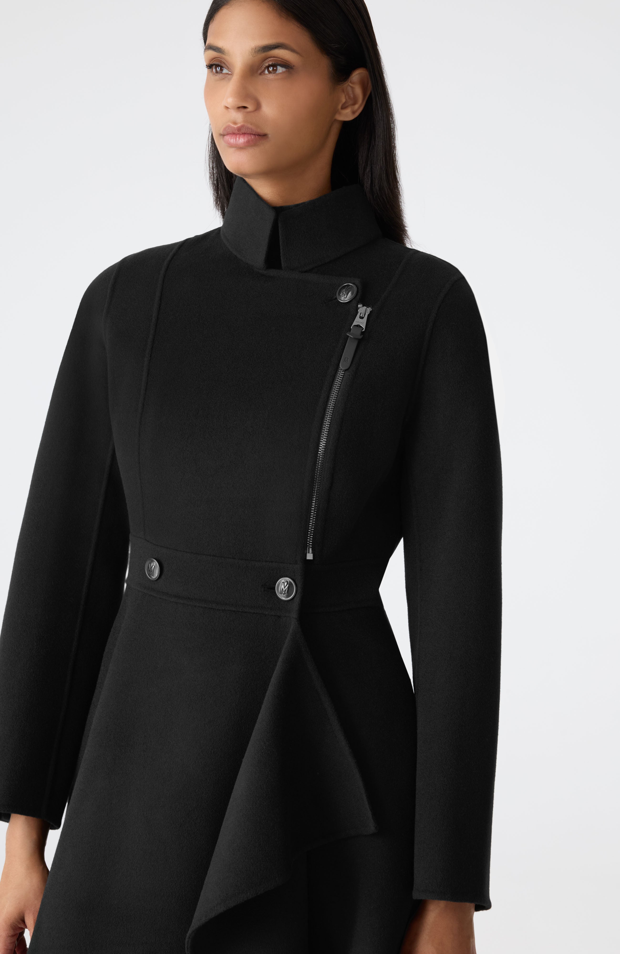 ANNIA Asymmetrical Wool Coat for Women | Mackage US