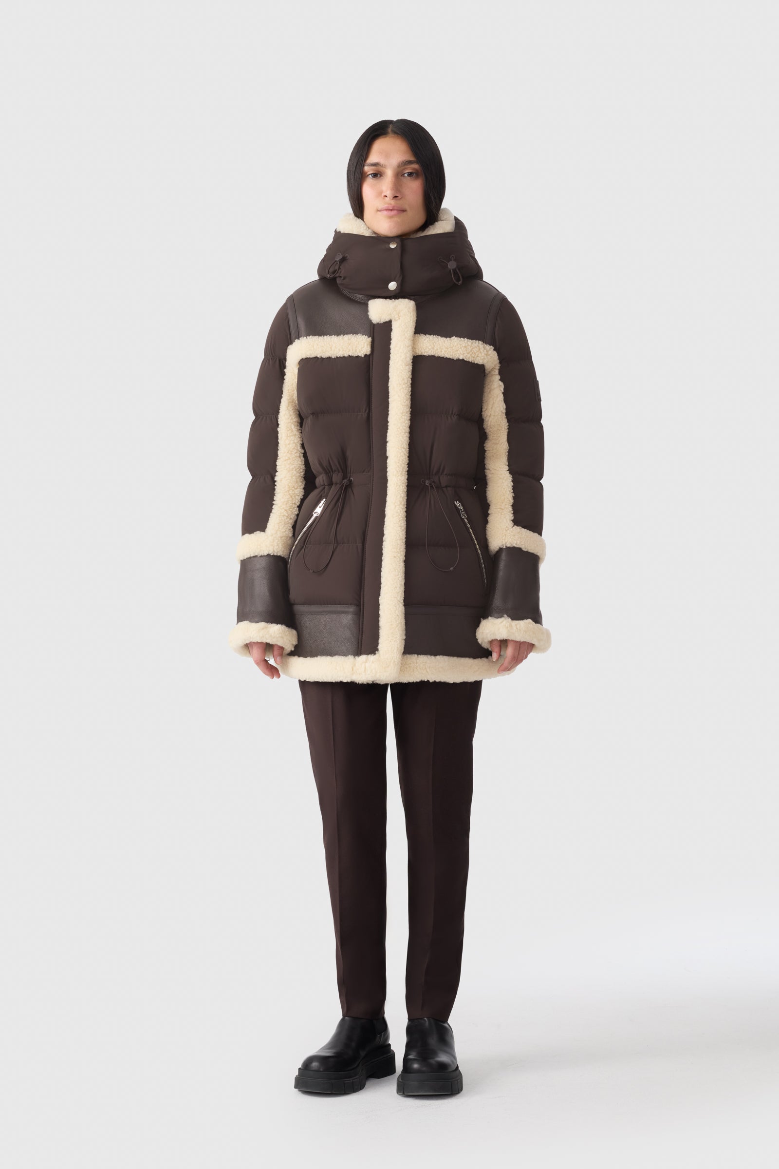 Lilibeth, mixed-media shearling down parka | Mackage® US