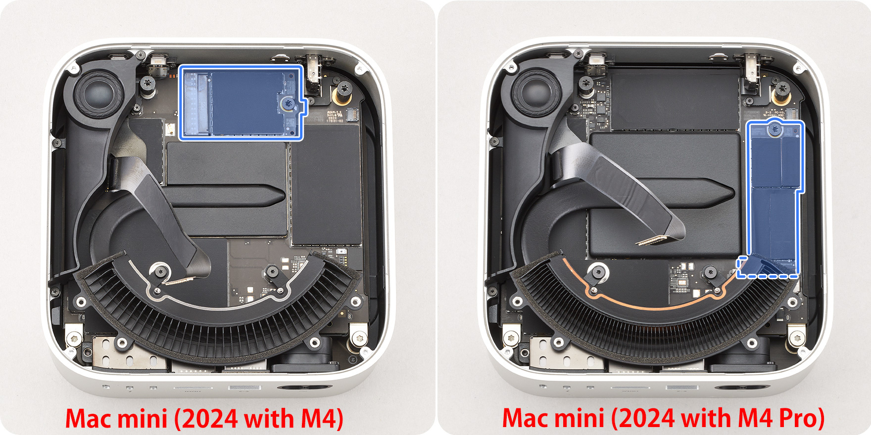 Mac mini (2024)は、M4チップ搭載モデルとM4 Proチップ搭載モデルで