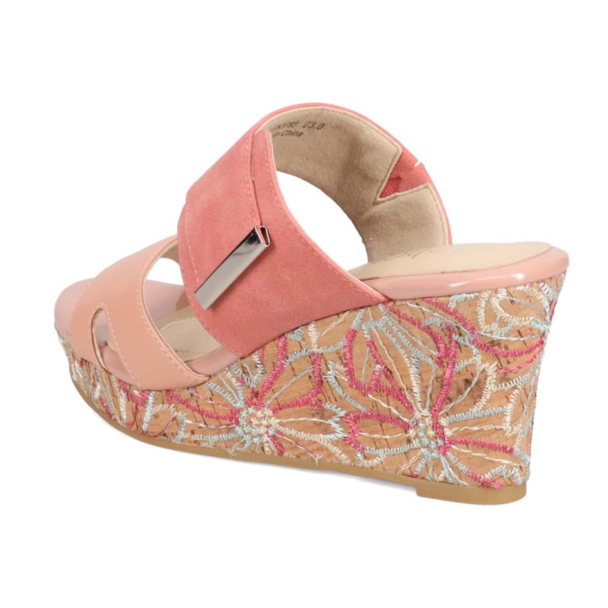 テーン tehen 透かし模様コルクヒールの異素材コンビ ミュールサンダル