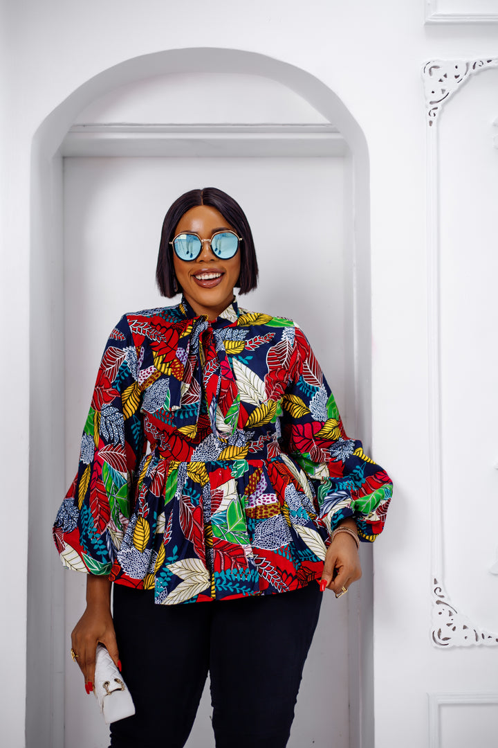 BIBI AFRICAN PRINT PUFF SLEEVE TOP [MULTICOLOR] – MAE OTTI