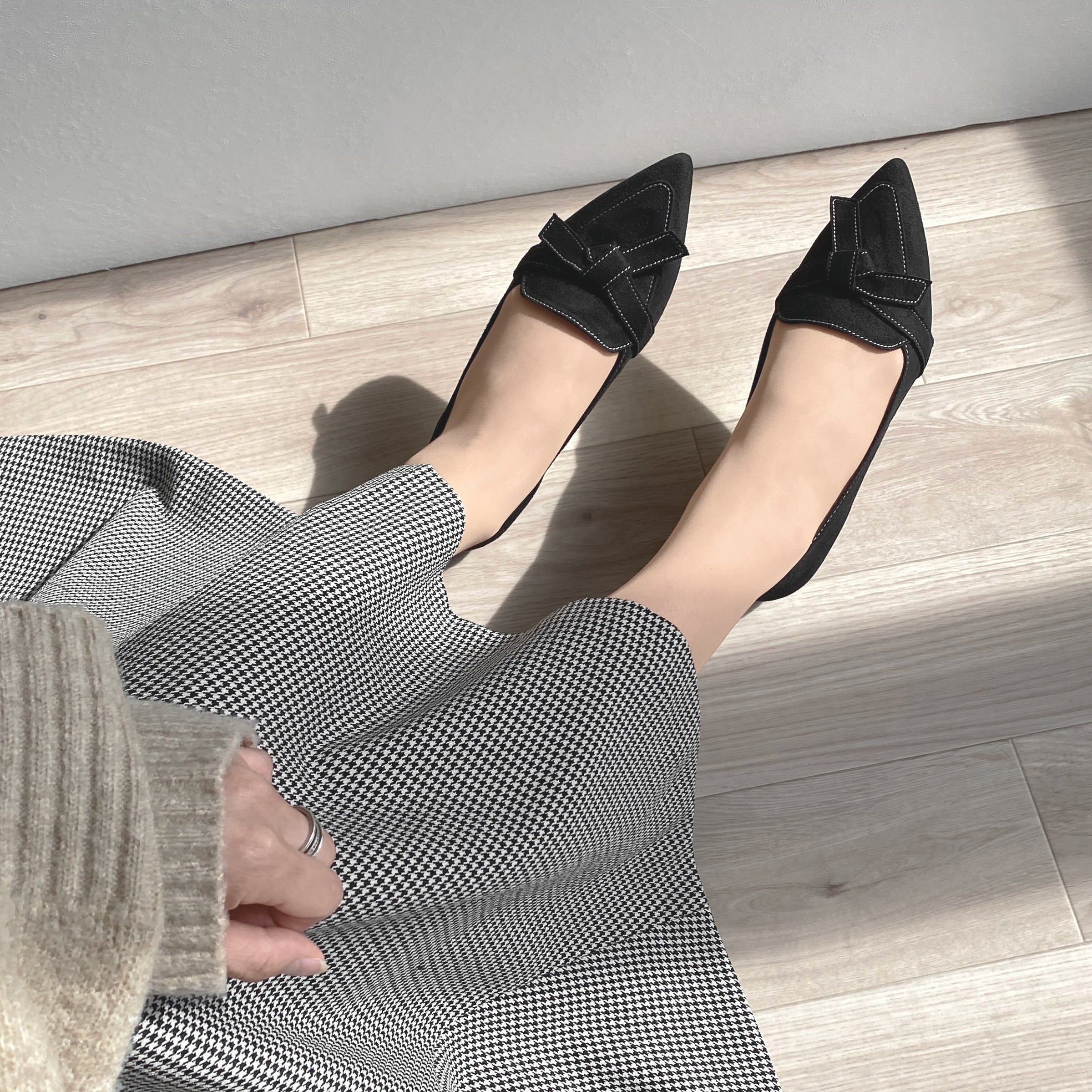 30%OFF：2025AW：ステッチリボン ローファー（m17016）ブラックS