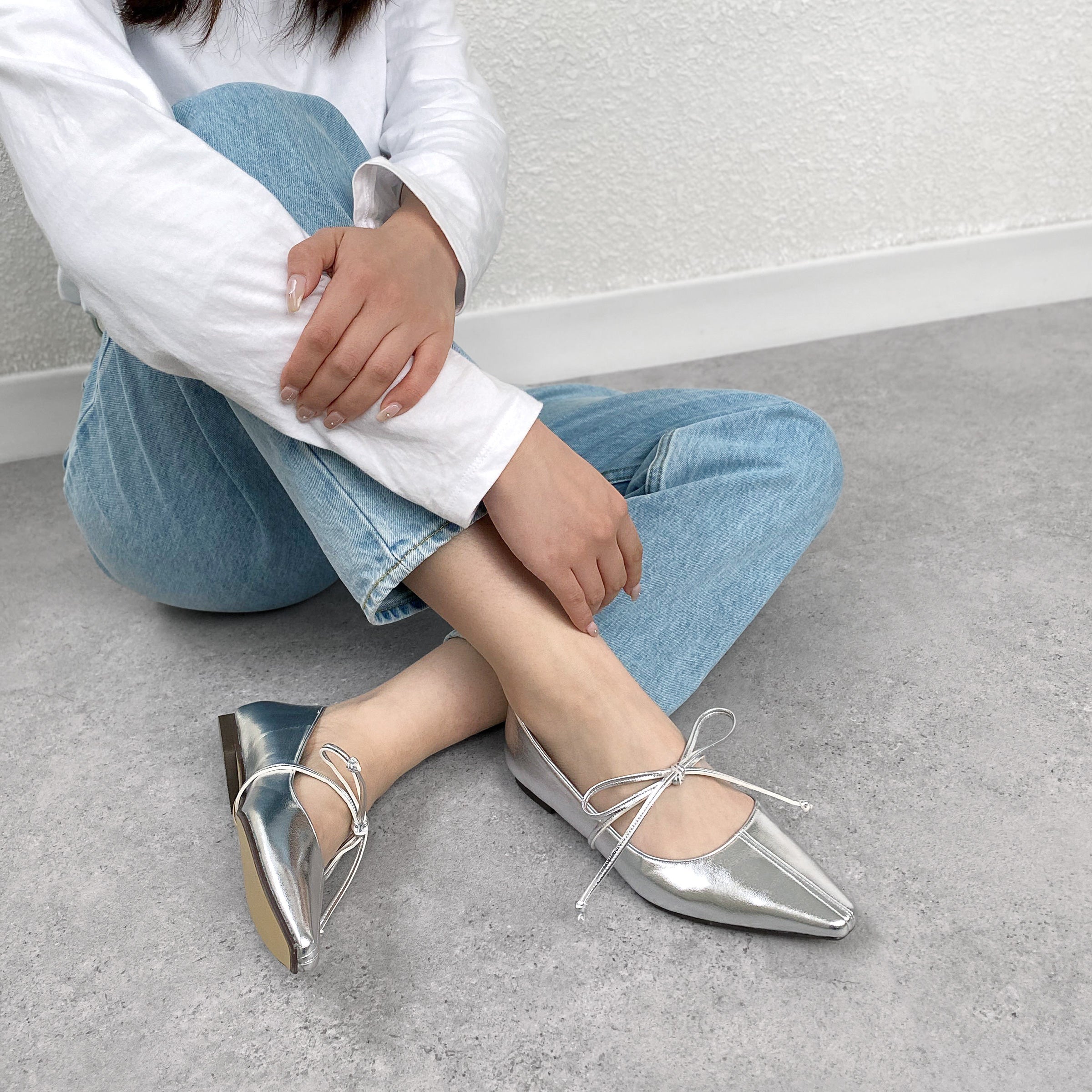 15%OFF：2Wayストラップ フラットシューズ（m18006）シルバー – mamian