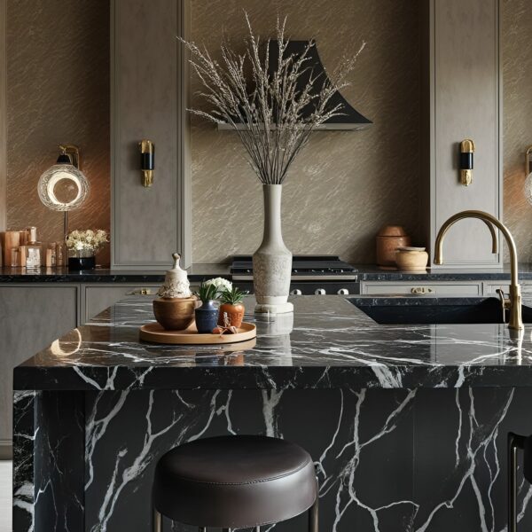 Dark Side of Fall Interiors: How To Use Black Marble Slab