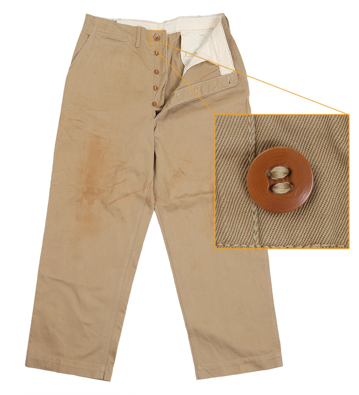 M.O.C.復刻 US Army M42-43 チノパンツ用 ボタン(尿素樹脂)17mm、Khaki