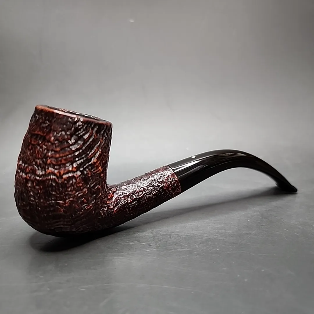 1960 Dunhill Shell 120 Sandblasted Bent Billiard Estate Briar Pipe