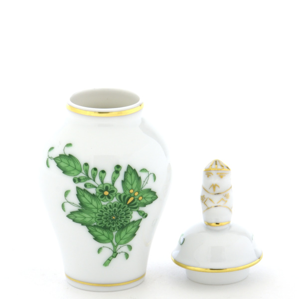 ヘレンド(Herend) 蓋付き飾壺(ミニ)マンダリン アポニーグリーン(AV