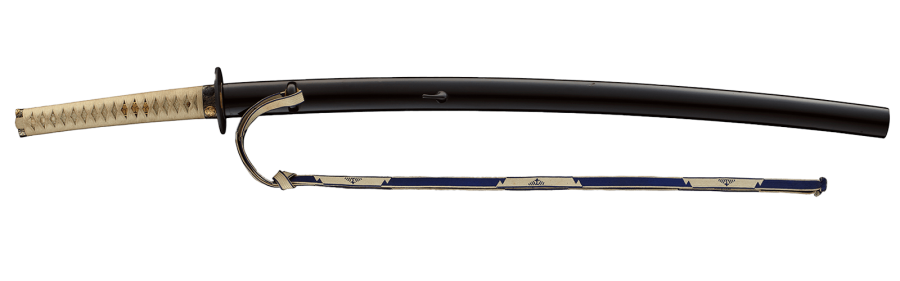 葵紋散金具 黒蝋色塗鞘 大小拵（大）／名古屋刀剣博物館・名古屋刀剣